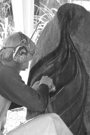 Chris working on a fountain