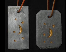 moon and stars slate ornament